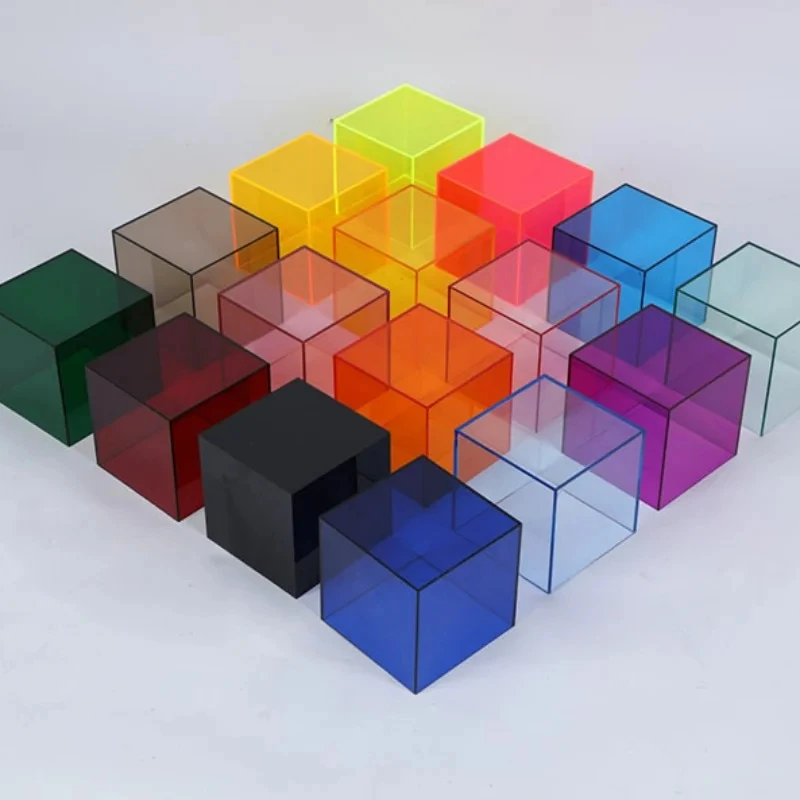 Colorful Acrylic Five-Sided Display Box, Figure Display Stand, Toy Storage Box, Stacking Photography, Photo Props Decorations