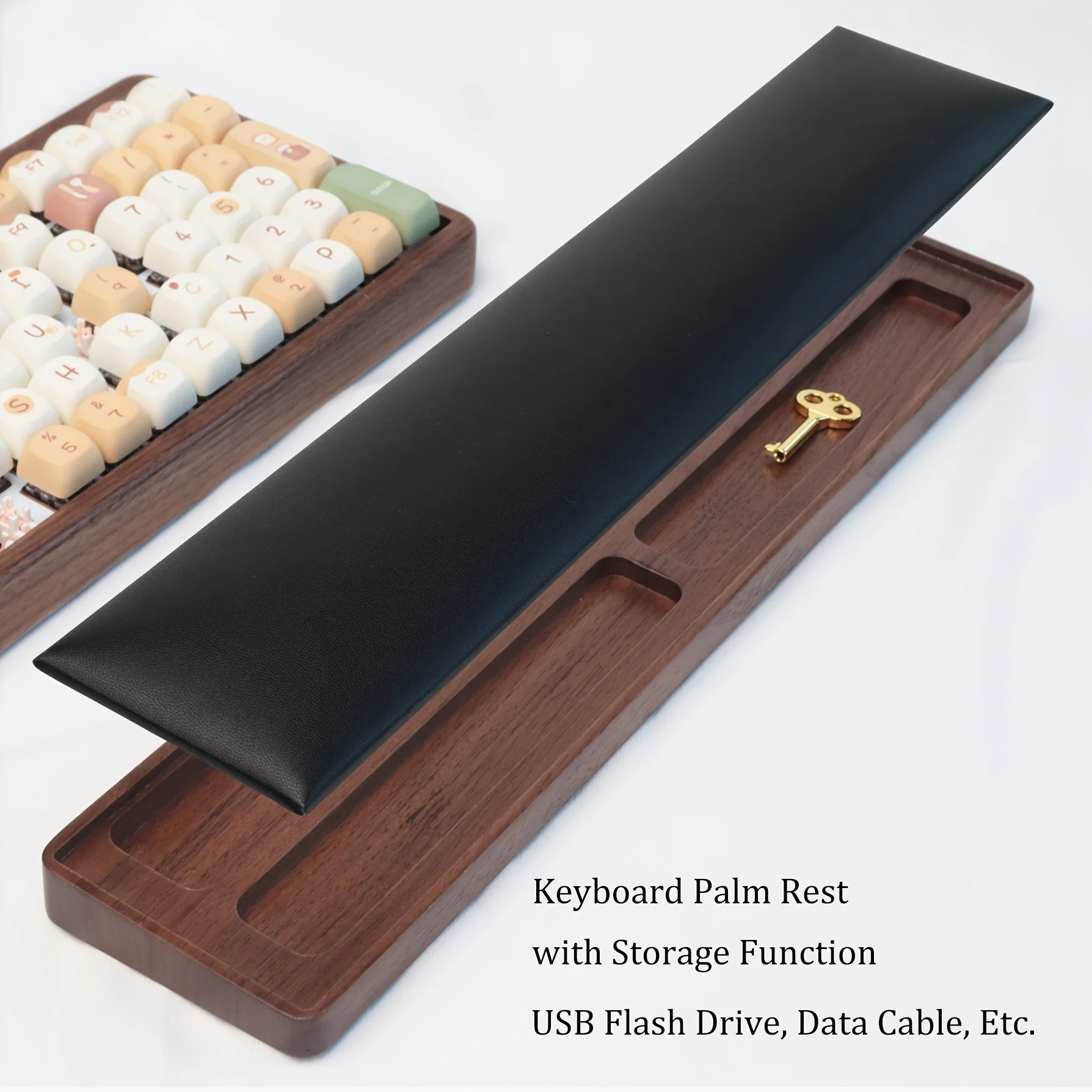 Ergonomic Wooden Keyboard Wrist Rest – Natural Wood, Durable Desk Accessory for 108/98/87/67 Keys,Comfortable Wrist Support Pad