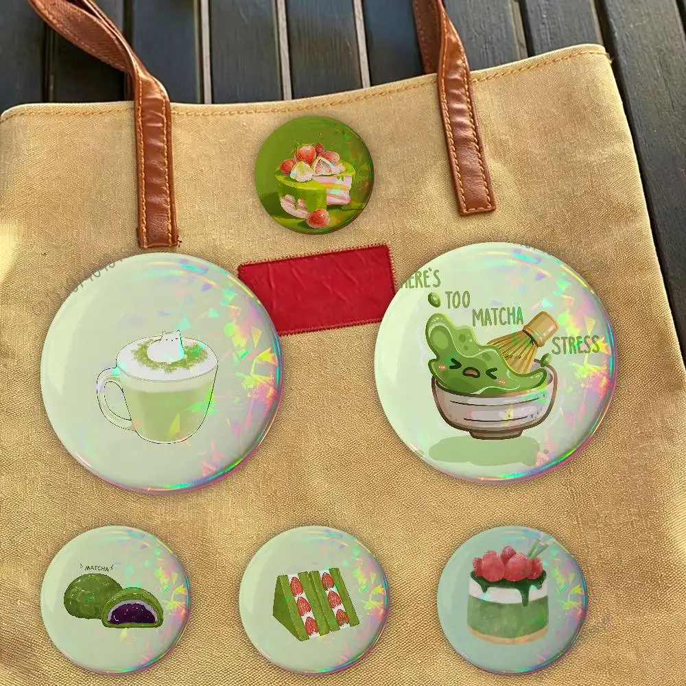 Green INS Style M-Matcha Cake Badges,Cartoon,Art, Brooches, Pins, Tin Props, Christmas Gifts, Birthday Gifts