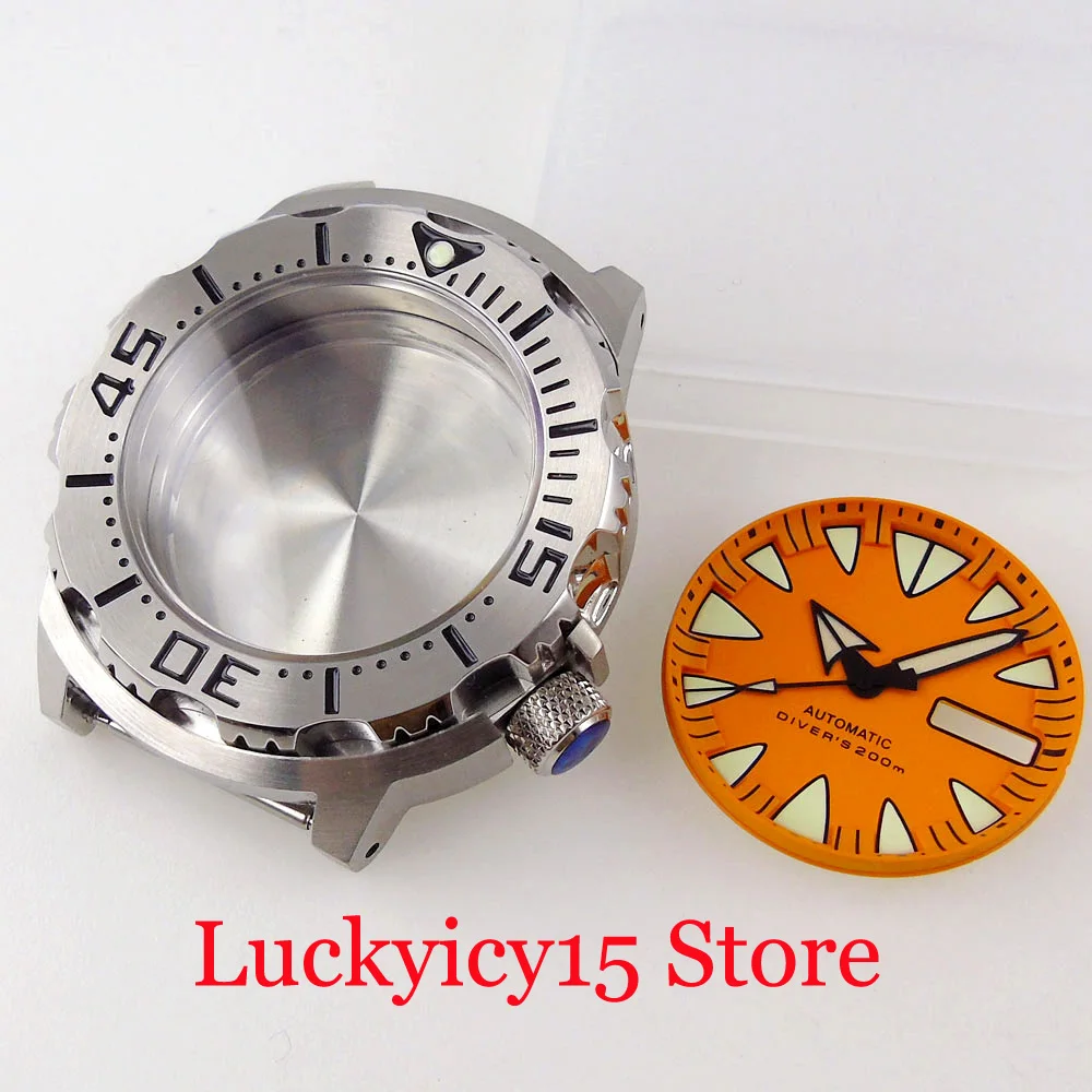 Accessory 42MM Watch Men Case 29MM Orange/Blue/Red Dial Face Hand Set Green Luminous Fit NH35 NH36 For SKX007 Monster Style