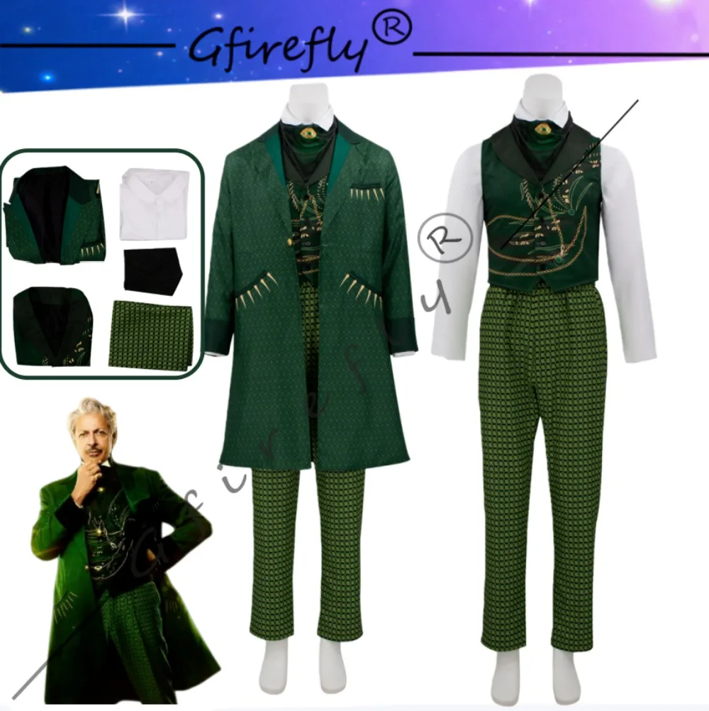 Wizard Cosplay Costume The Same Style of Clothing for Movie Roleplaying Green Suit Set Accessories Halloween Performance Costume
