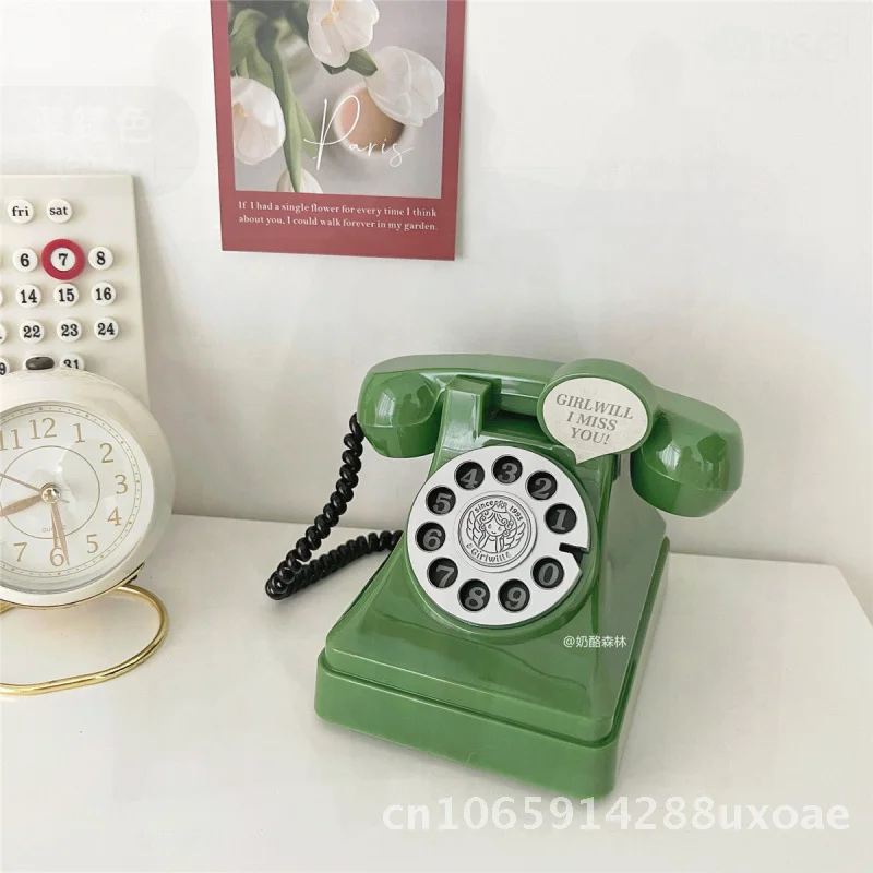 Pink Girly Telephone Piggy Bank Ins Style Heart Ornament Photography Prop Room Decor Birthday Gift Idea Summer Green Retro Red