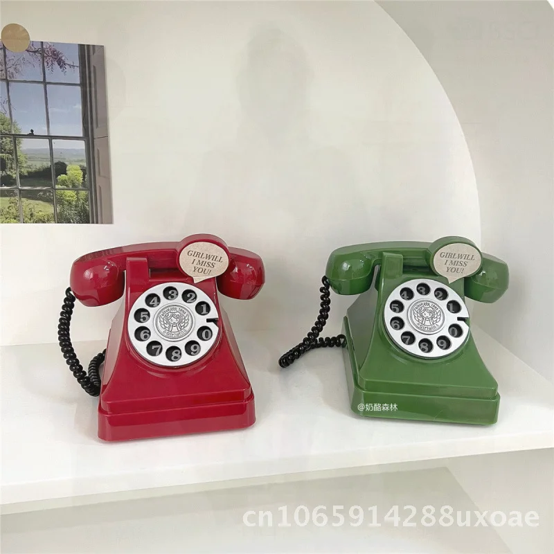 Pink Girly Telephone Piggy Bank Ins Style Heart Ornament Photography Prop Room Decor Birthday Gift Idea Summer Green Retro Red
