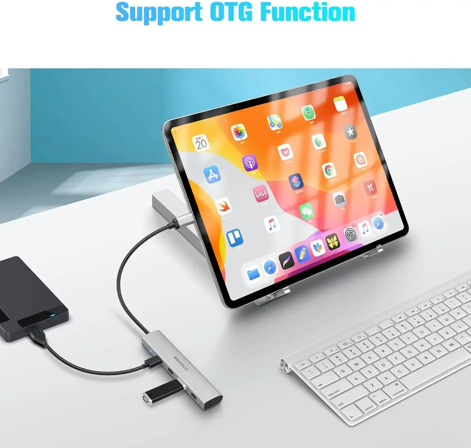 RSHTECH USB C Hub USB 3.2 Hub 10Gbps 4-Port USB-C Splitter Portable Aluminum USB Type C Adapter for MacBook Thunderbolt Laptop