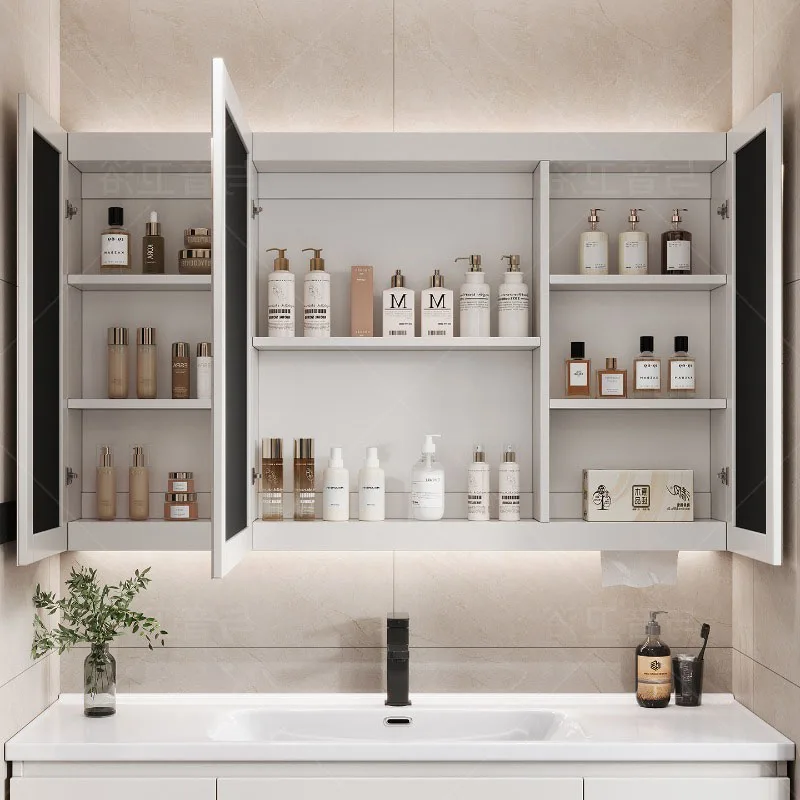 Over Accessories Bathroom Cabinet Shelves Mirror Organizer Corner Makeup Cupboard Modern Wooden Archivadores Trendy Furniture