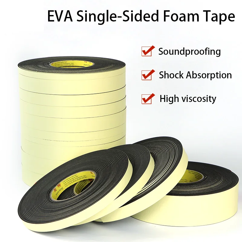 EVA Sponge Single-Sided Tape Shockproof Car Foam Pad Sound Insulation Buffer Anti-Collision Sealant Strip 10-50MM