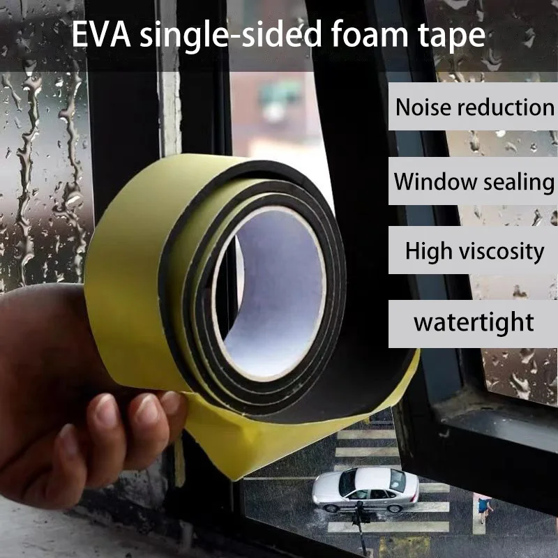 EVA Sponge Single-Sided Tape Shockproof Car Foam Pad Sound Insulation Buffer Anti-Collision Sealant Strip 10-50MM
