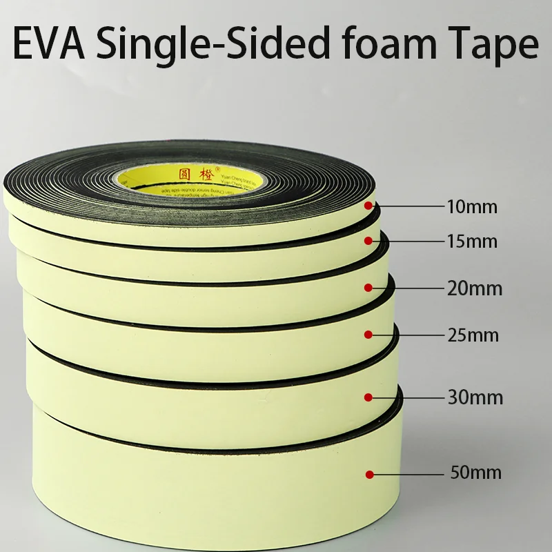 EVA Sponge Single-Sided Tape Shockproof Car Foam Pad Sound Insulation Buffer Anti-Collision Sealant Strip 10-50MM