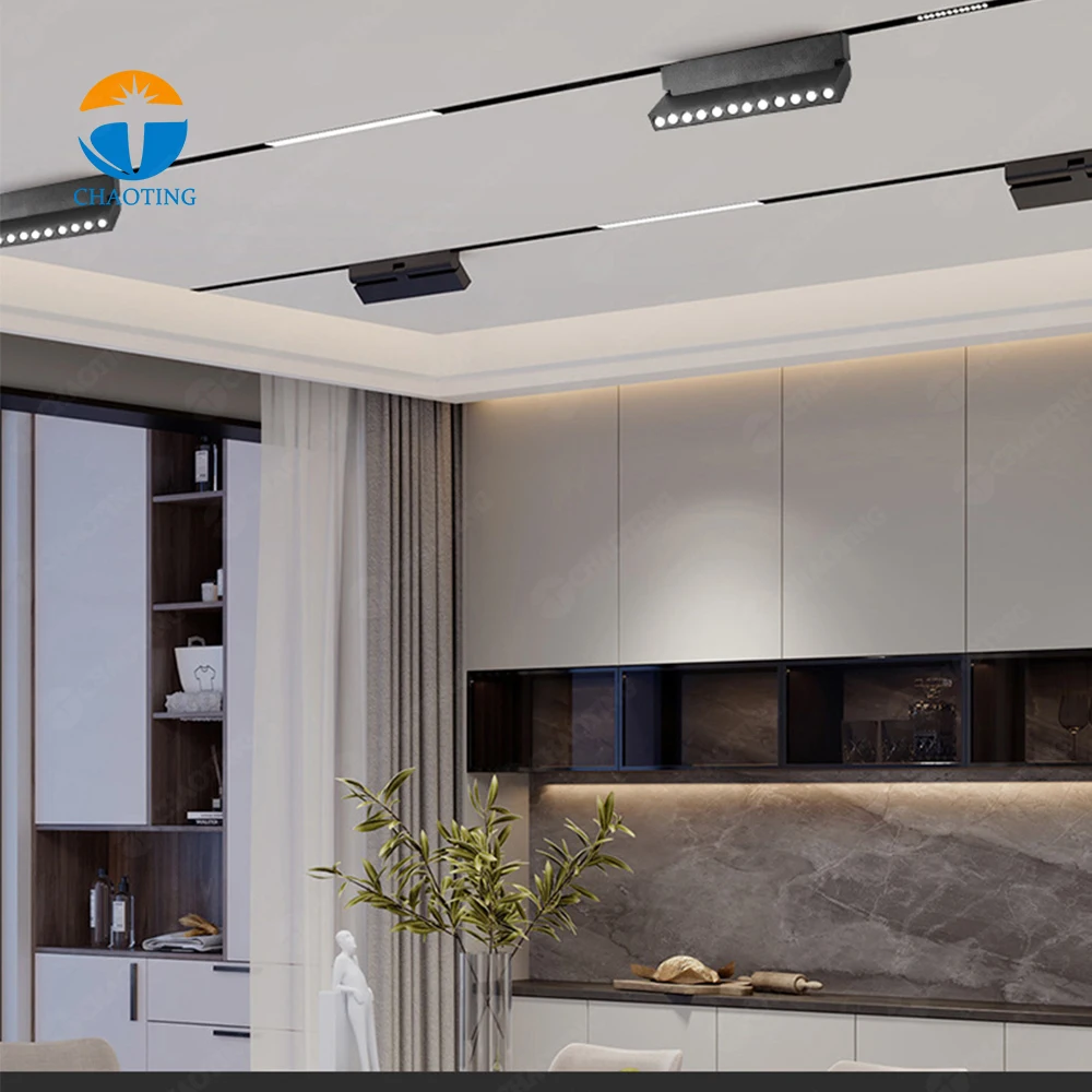 Magnetic Track System DC48V Indoor Aluminum Linear Light Recessed Surface Mounted Trimless Magnetic Track Light