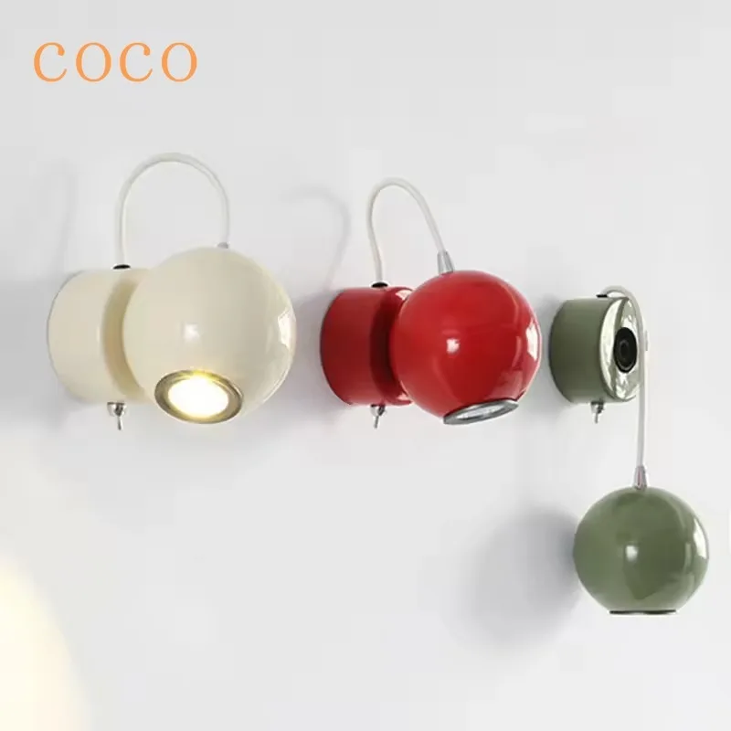 Cream Style Bedroom Living Room Corridor Wall Light LED Creative Simple Magnetic Angle Adjustable Switch Small Wall Light