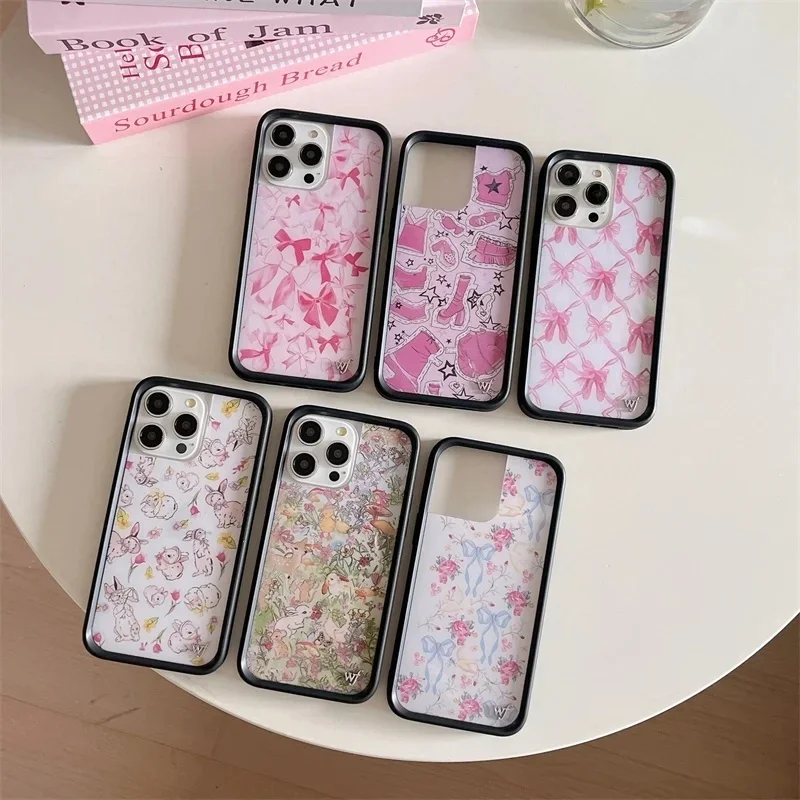 Wildflower 3D Girls Grassland rabbit Phone Case for iPhone 16 17 11 12 14 15 14 13Pro Max Plus WF Pink Pointe ballet shoes Cover