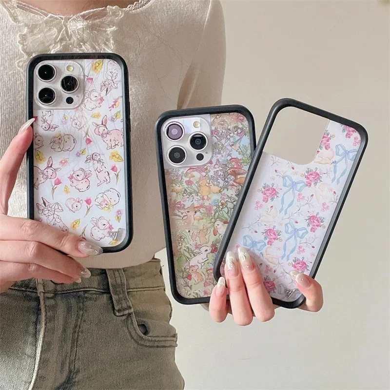 Wildflower 3D Girls Grassland rabbit Phone Case for iPhone 16 17 11 12 14 15 14 13Pro Max Plus WF Pink Pointe ballet shoes Cover