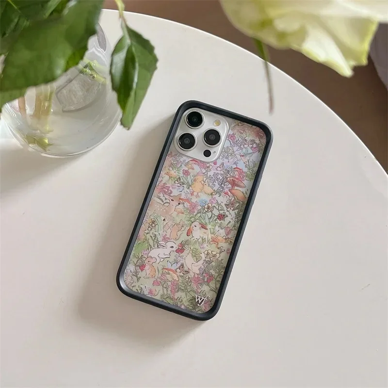 Wildflower 3D Girls Grassland rabbit Phone Case for iPhone 16 17 11 12 14 15 14 13Pro Max Plus WF Pink Pointe ballet shoes Cover