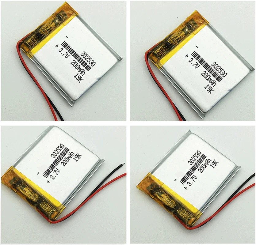 4PCS 302530 200mah 3.7V Lithium Polymer Battery For Bluetooth Speaker Recording Pen LED Light Rechargeable Li-polymer Batteries