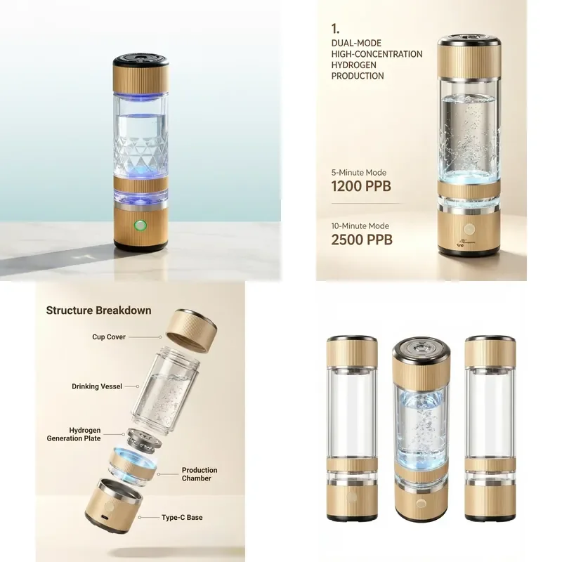 Rechargeable Cold Cup Water Generator Portable Electric Powered Water Bottle with SPE PEM Technology for All Devices