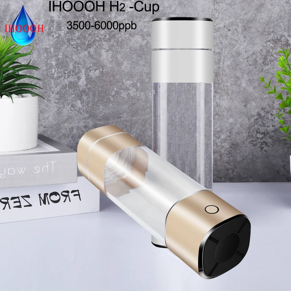 Portable Hydrogen Rich Generator SPE/PEM Electrolysis Ionizer Water Bottle Anti-Aging IHOOOH H2-Cup Mini Hydrogen Concentrators