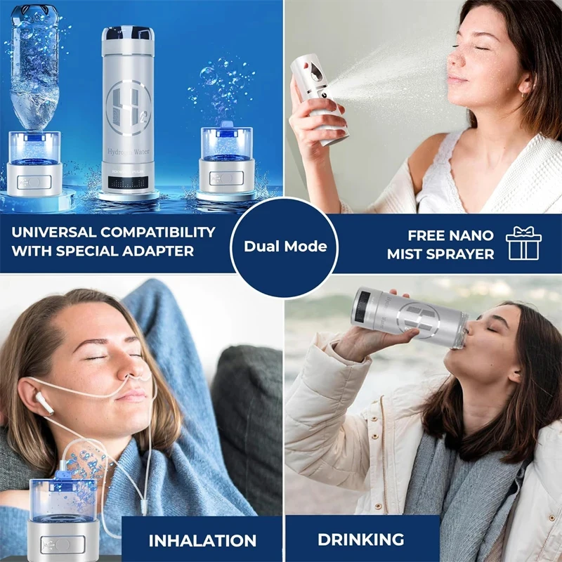 9000 PPB Hydrogen Water Bottle Generator Portable 3-in-1 Ionizer with Universal Adapter for Home Hydration