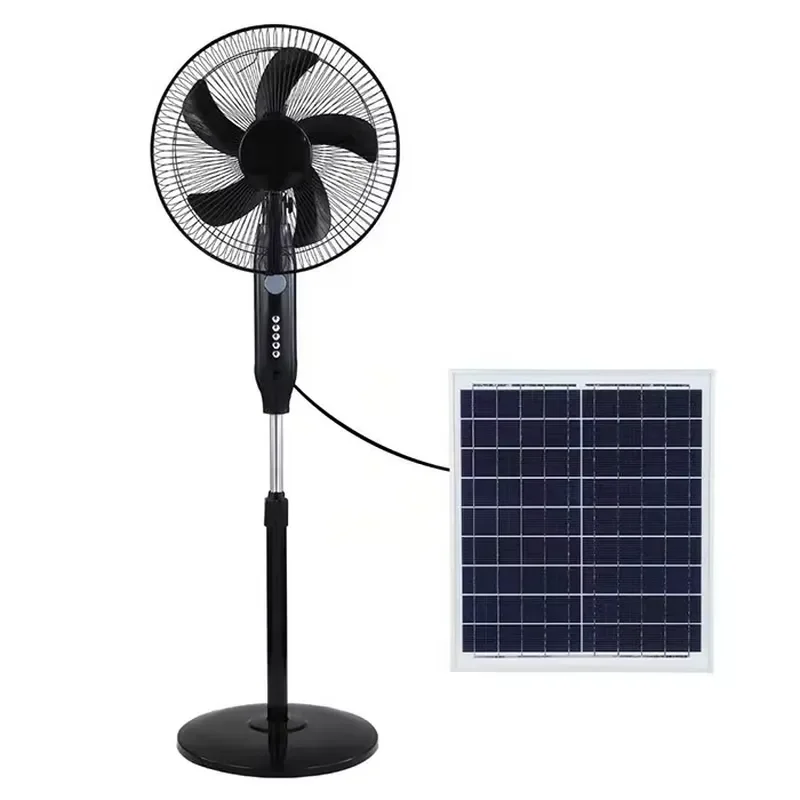 15W Solar Powered Electric Fan 12 Inch Portable Household Cooling Device With Rechargeable Panel Charger For Home Office Use