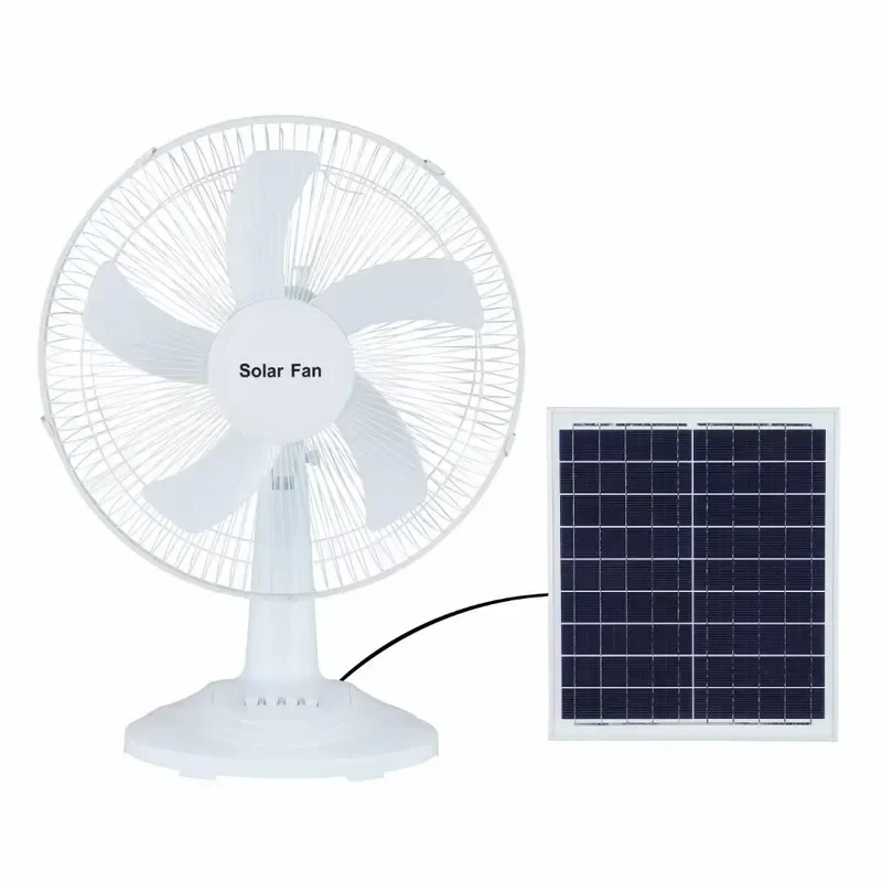 15W Solar Powered Electric Fan 12 Inch Portable Household Cooling Device With Rechargeable Panel Charger For Home Office Use