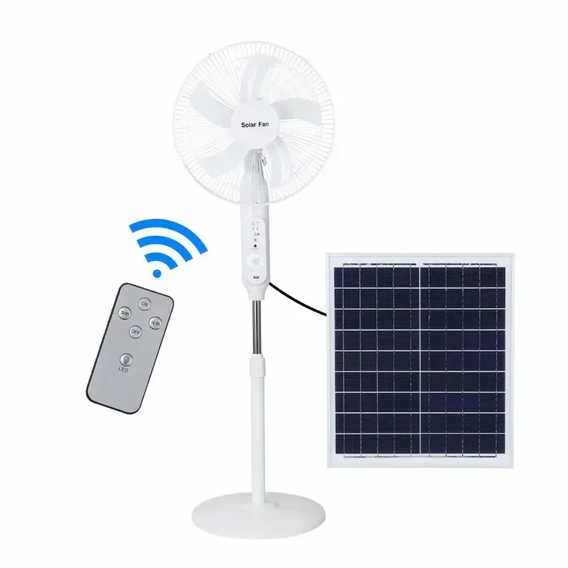 15W Solar Powered Electric Fan 12 Inch Portable Household Cooling Device With Rechargeable Panel Charger For Home Office Use