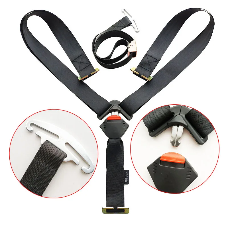 Baby Basket Harness With Lock Latch Car Seat Safety Belt Children 5 Points Seat Belt Horn Buckle Adjustable Shoulder Croch PAD