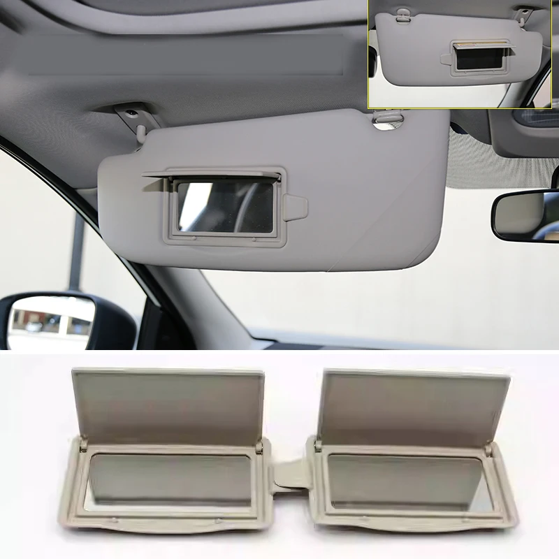 1PC Grey for Nissan Qashqai 2016–2021 Sun Visor with Makeup Mirror Without Lights, Sunshade Panel Replaced with Flip Frame