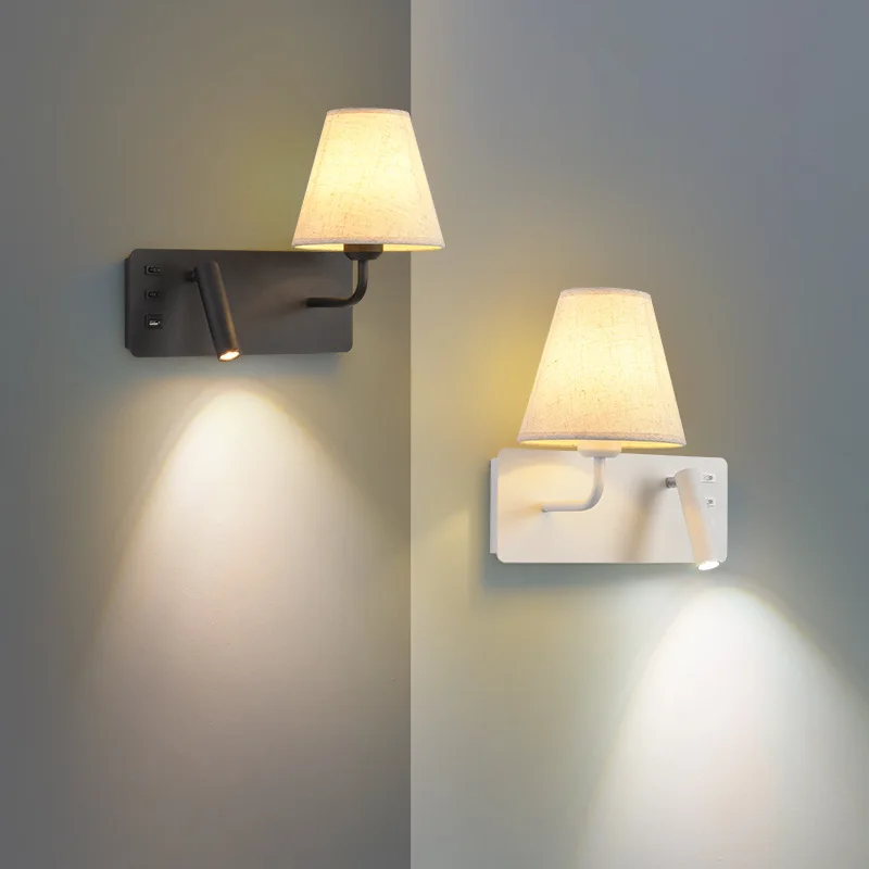 LED Reading Wall Lamp With Switch USB Living Room Bedroom Bedside Sconce Wall Lights Aisle Home Indoor Decor Lighting Spotlight