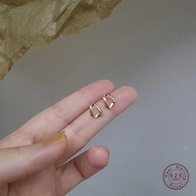 925 Sterling Silver Plating 14k Gold Fashion Geometric Square Stud Earrings Women Light Luxury Temperament  Jewelry