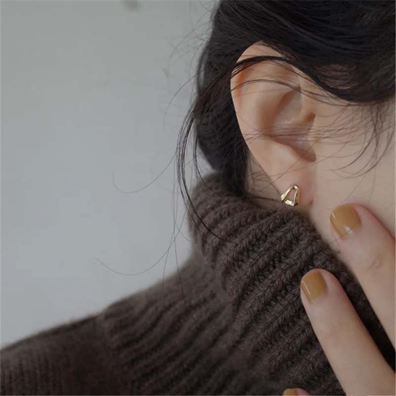 925 Sterling Silver Plating 14k Gold Fashion Geometric Square Stud Earrings Women Light Luxury Temperament  Jewelry