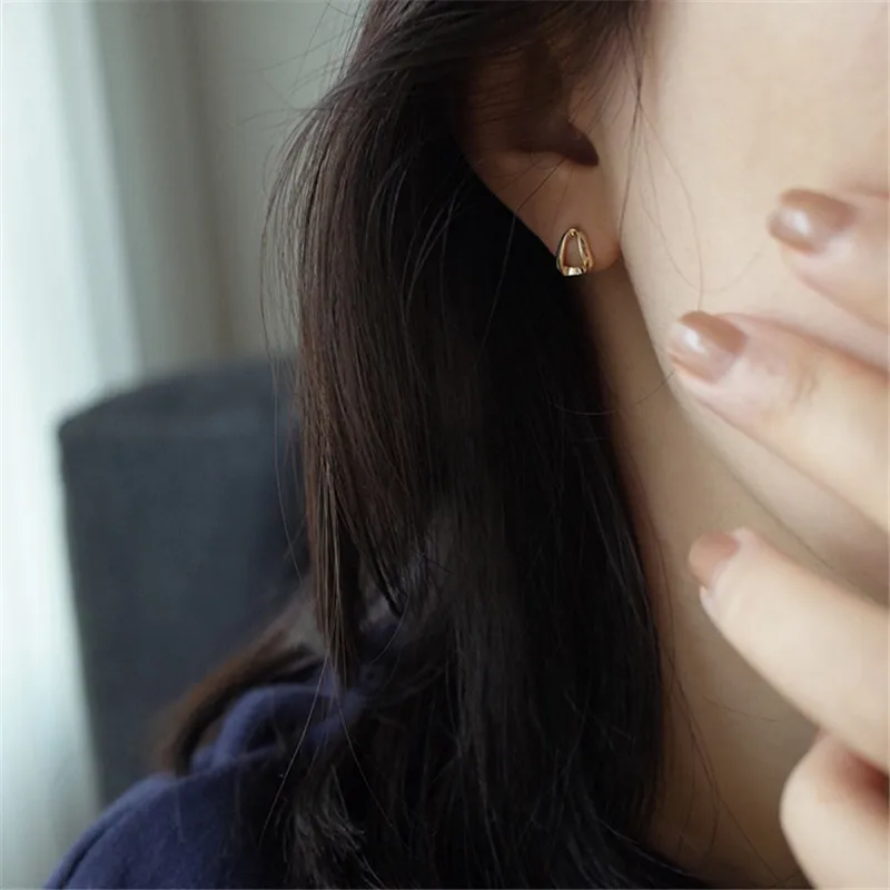 925 Sterling Silver Plating 14k Gold Fashion Geometric Square Stud Earrings Women Light Luxury Temperament  Jewelry