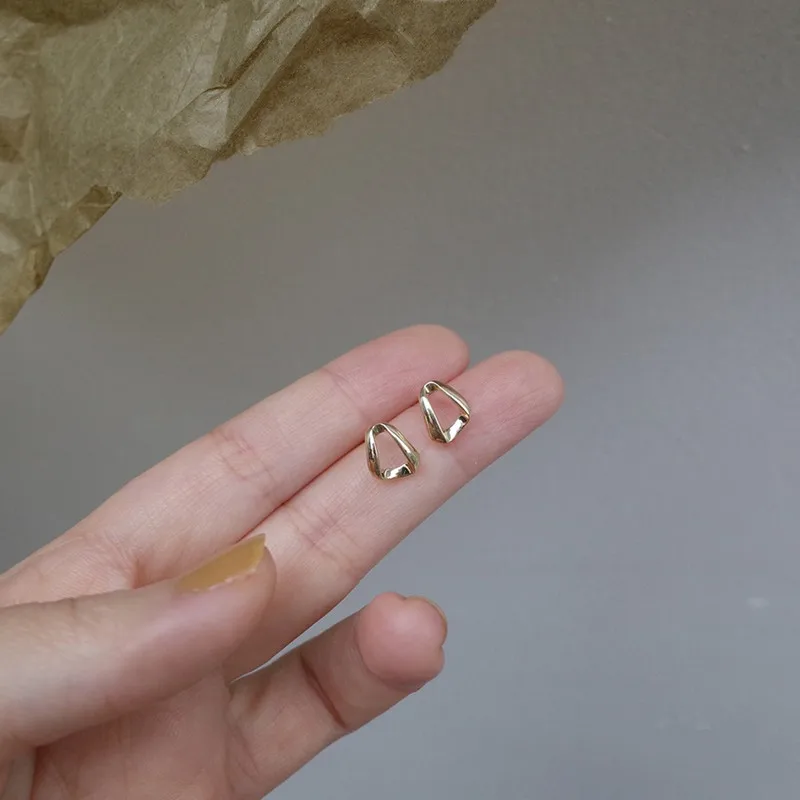 925 Sterling Silver Plating 14k Gold Fashion Geometric Square Stud Earrings Women Light Luxury Temperament  Jewelry