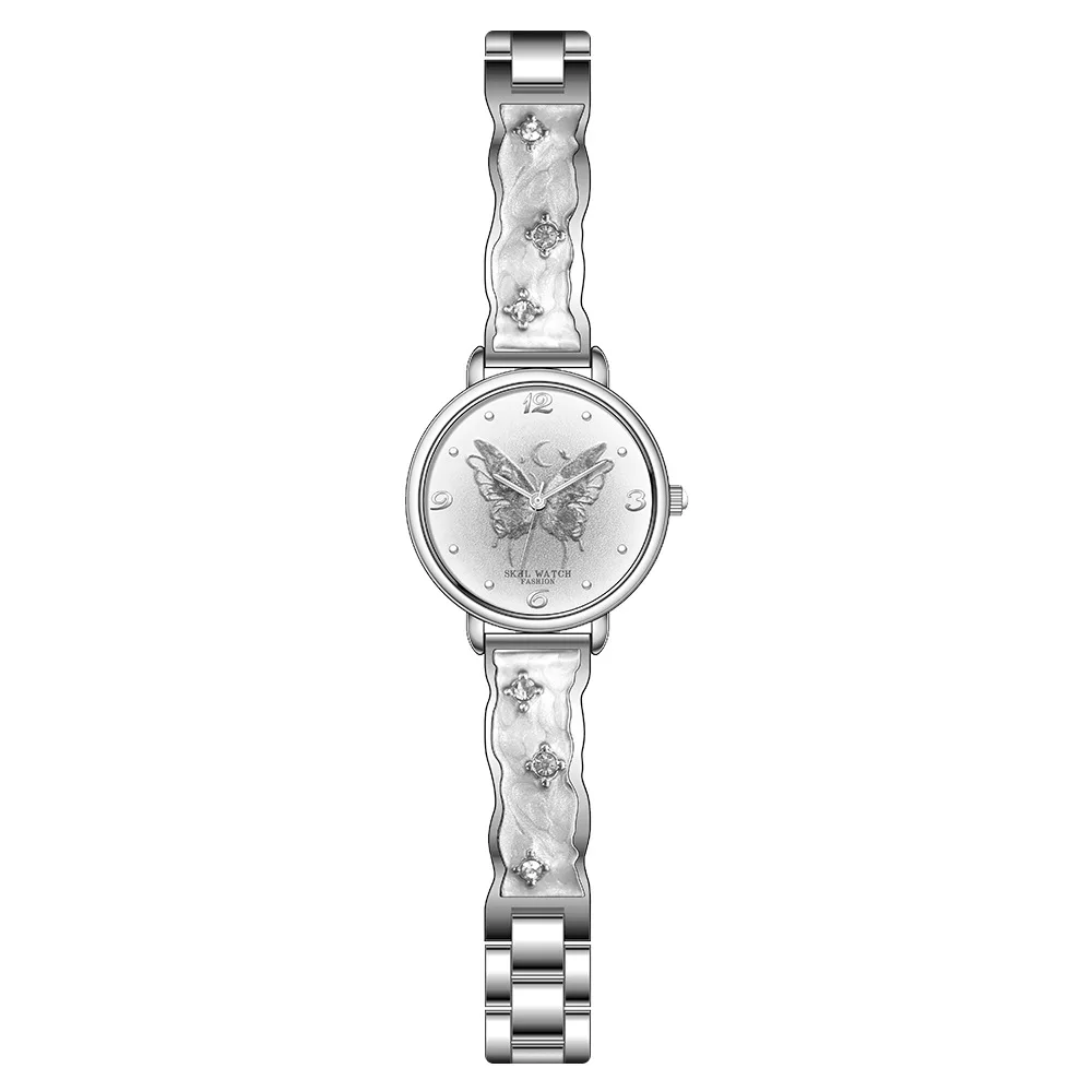 Women's bracelet watch, gray dreamy temperament wristwatch, light luxury quartz watch, fashionable quartz wristwatch.