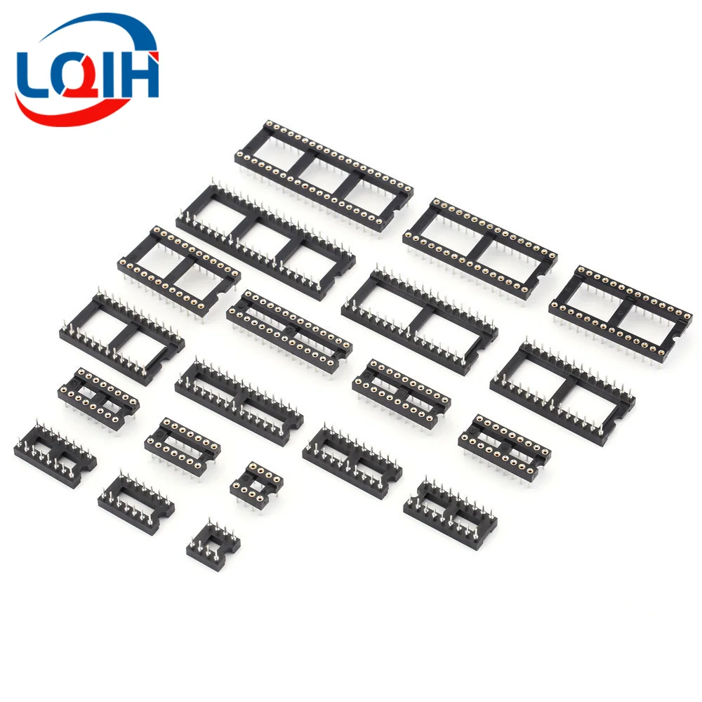 10PCS Round Square Hole IC Socket Connector Integrated Circuit Socke 6 8 14 16 18 20 24 28 32 40 Pin Connector DIP Socket