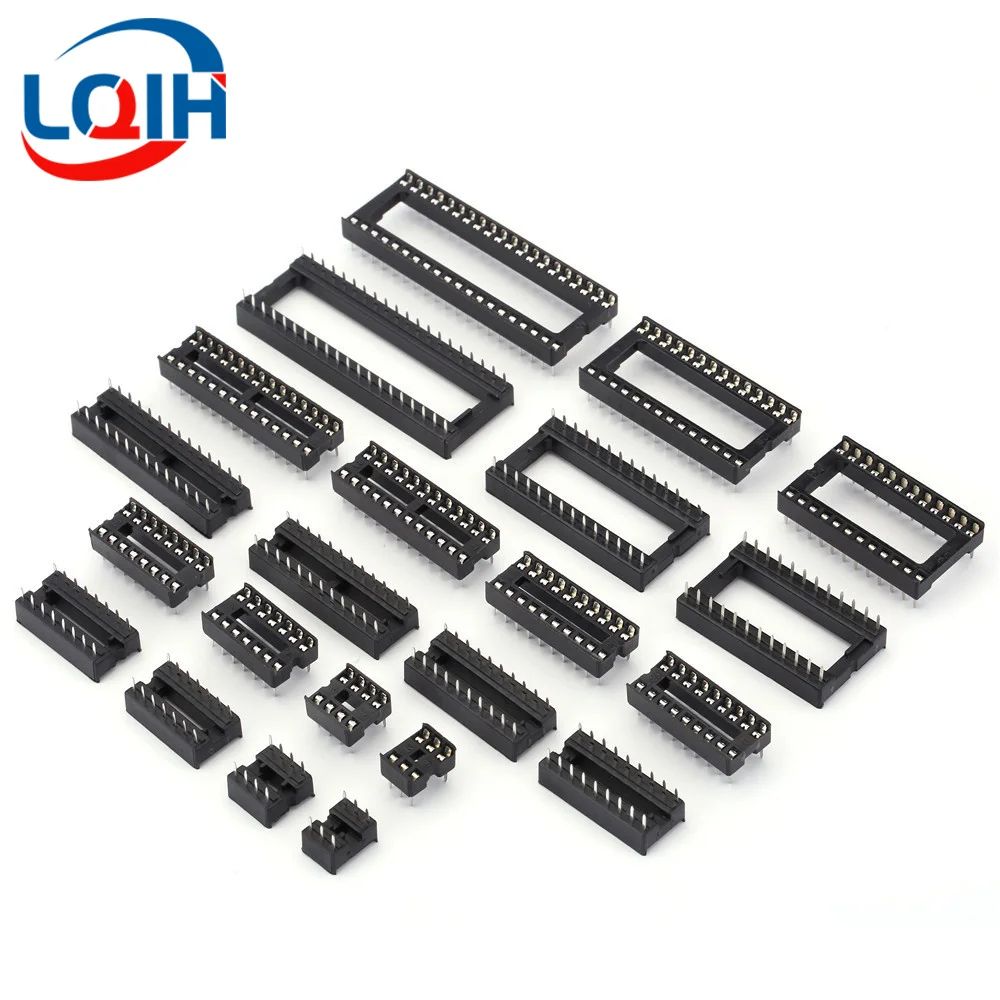 10PCS Round Square Hole IC Socket Connector Integrated Circuit Socke 6 8 14 16 18 20 24 28 32 40 Pin Connector DIP Socket