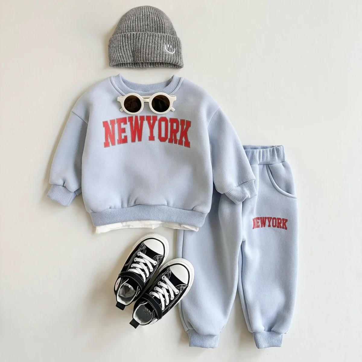 INS 2023 Winter Kids Clothing Set Boys Hoodie Set Velvet Letter Sports Suit Sweasthirt And Pants 2Pcs Training Suit Outfit