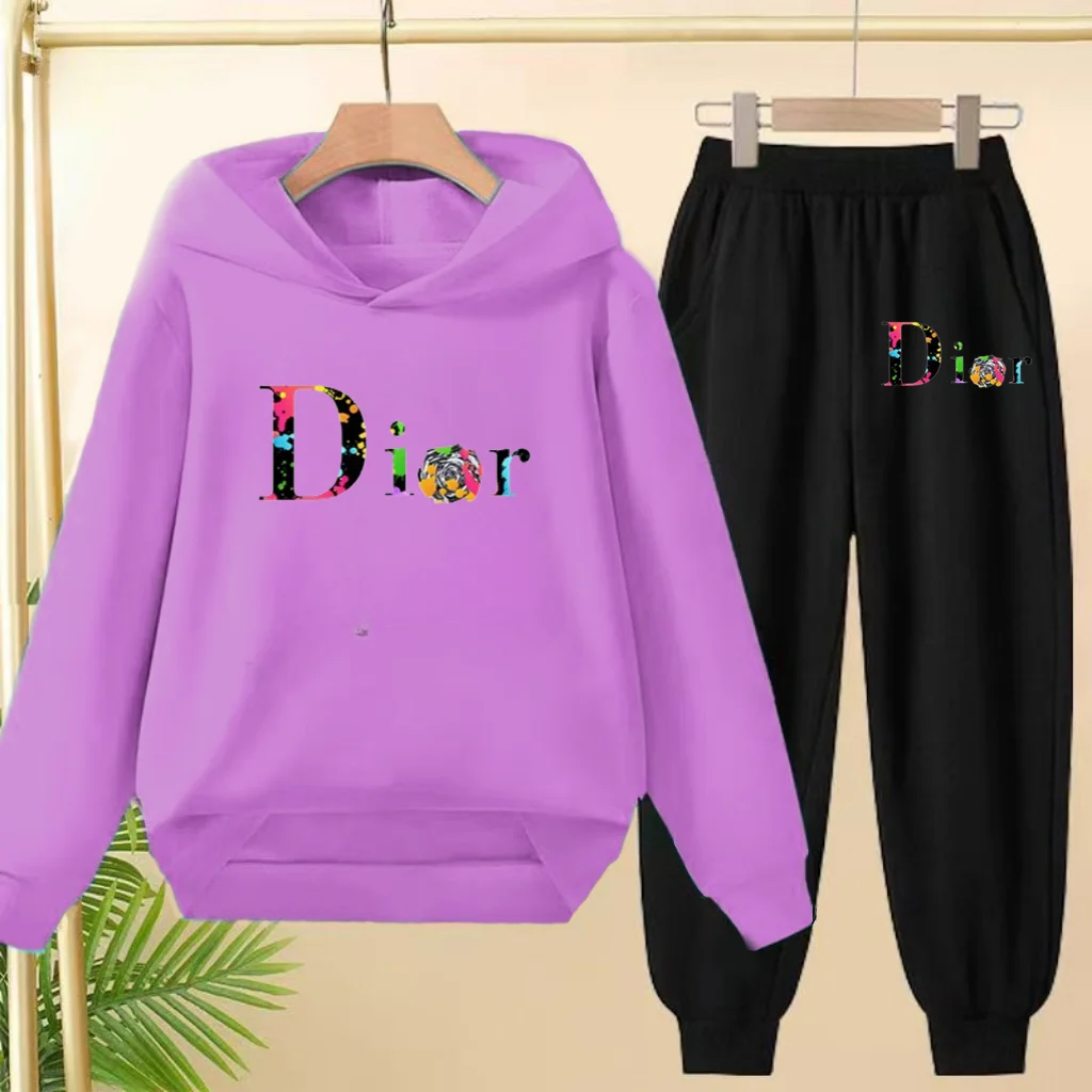 Children Commodity Hoodie Colored Letters Sports Pullover3-12Yrs Coat Sweatshirt+Pants 2P Boys Girls Toddler Clothes Leisure Set