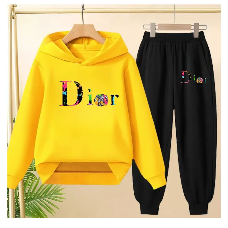 Children Commodity Hoodie Colored Letters Sports Pullover3-12Yrs Coat Sweatshirt+Pants 2P Boys Girls Toddler Clothes Leisure Set
