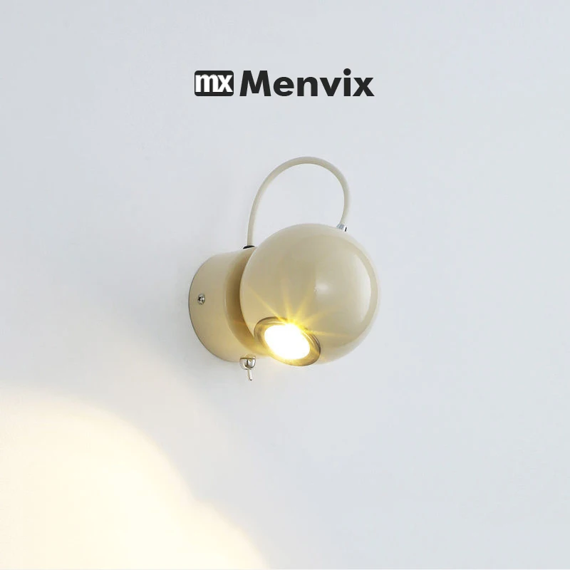 Menvix Cream Style Bedroom Living Room Corridor Wall Light LED Creative Simple Magnetic Angle Adjustable Switch Small Wall Light