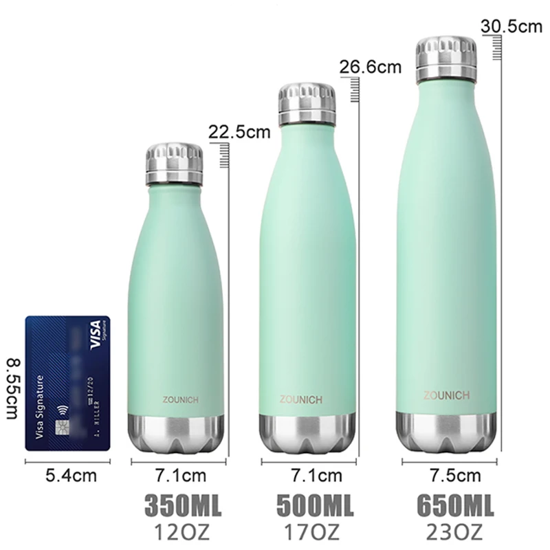 1PC Double-Wall Insulated Vacuum Flask Thermos Bottles Coffee Tea Milk Travel Mug Water Bottle Thermcup 350ml/500ml/650ml