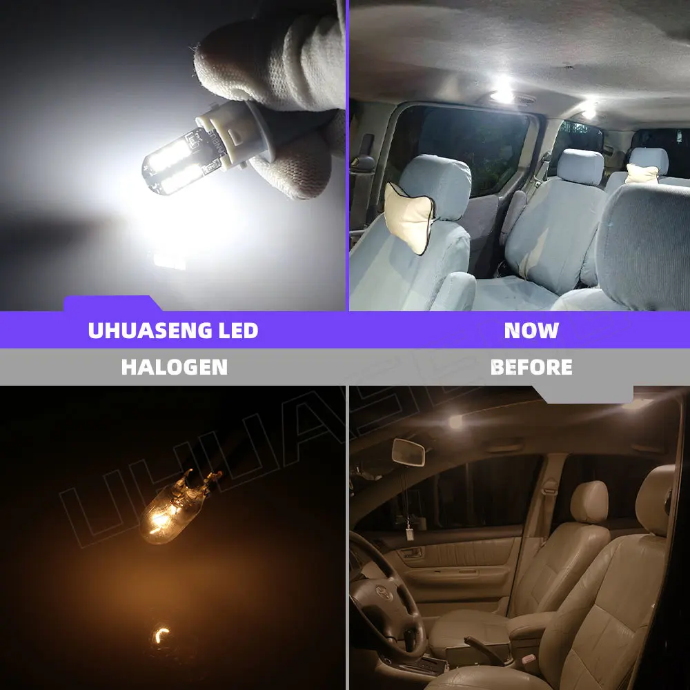 UHUASENG 2PCS CANBUS Led T10 W5W Bulb Super Bright 194 Car Interior Light Parking License Plate Reading Clearance Signal Lamp