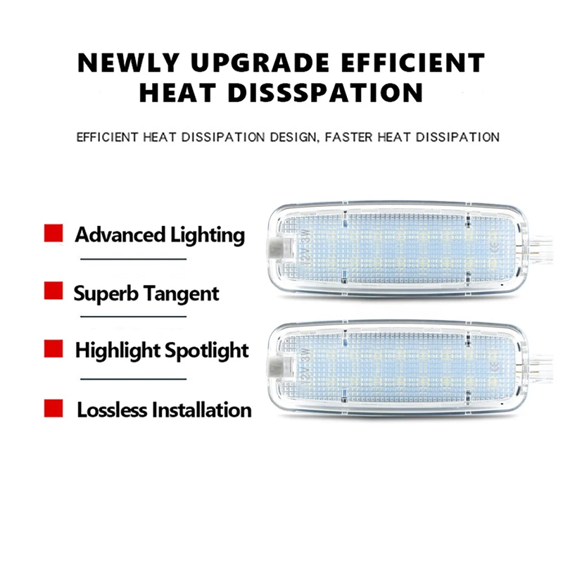 2Pcs For Audi A3 A4 A5 A6 A7 A8 Q5 LED Vanity Mirror Light Car Sun Visor Reading Lamp TT S3 RS3 S4 S5 S6 RS6 S8 TTS White Canbus