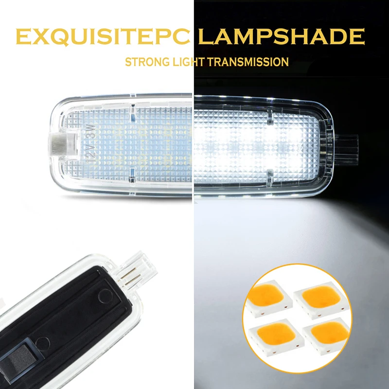 2Pcs For Audi A3 A4 A5 A6 A7 A8 Q5 LED Vanity Mirror Light Car Sun Visor Reading Lamp TT S3 RS3 S4 S5 S6 RS6 S8 TTS White Canbus