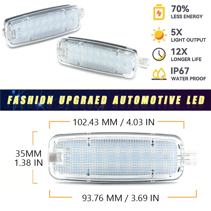 2Pcs For Audi A3 A4 A5 A6 A7 A8 Q5 LED Vanity Mirror Light Car Sun Visor Reading Lamp TT S3 RS3 S4 S5 S6 RS6 S8 TTS White Canbus