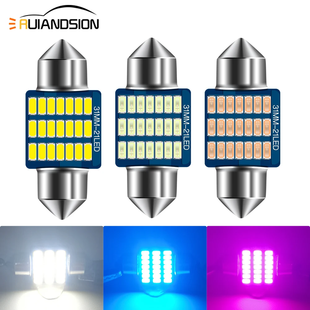 2Pcs DE3175 Festoon LED 31mm Car Bulb Auto Interior Map Dome Trunk Lights 12V 1W Non polarity Super Bright White Ice Blue Purple