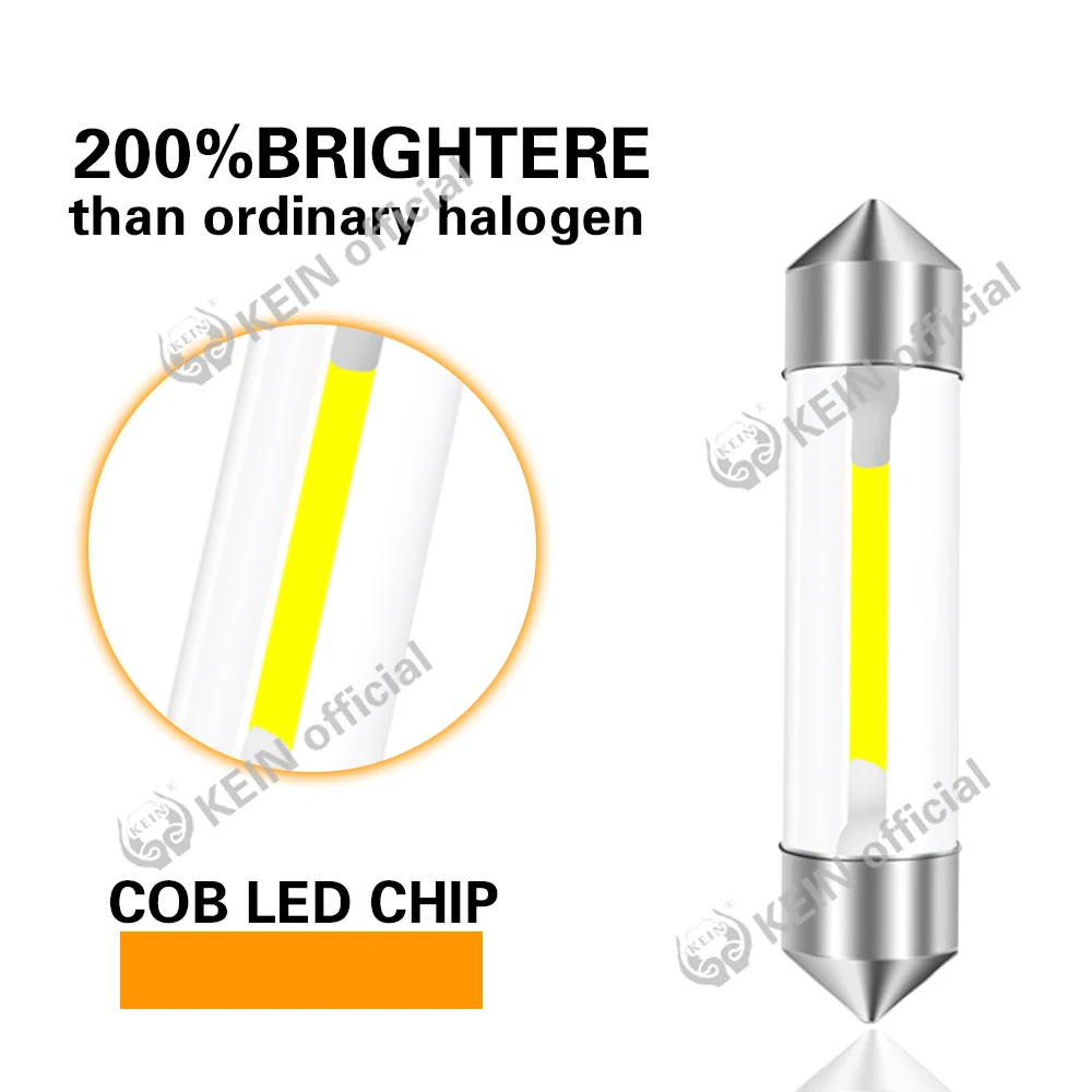 KEIN 10PCS SV8.5 C5W C10W Led Warm White 31 mm Festoon 28mm 31mm 36mm 39mm 41mm Car Light Interior Reading Lamp Bulb 6V 12V 24V