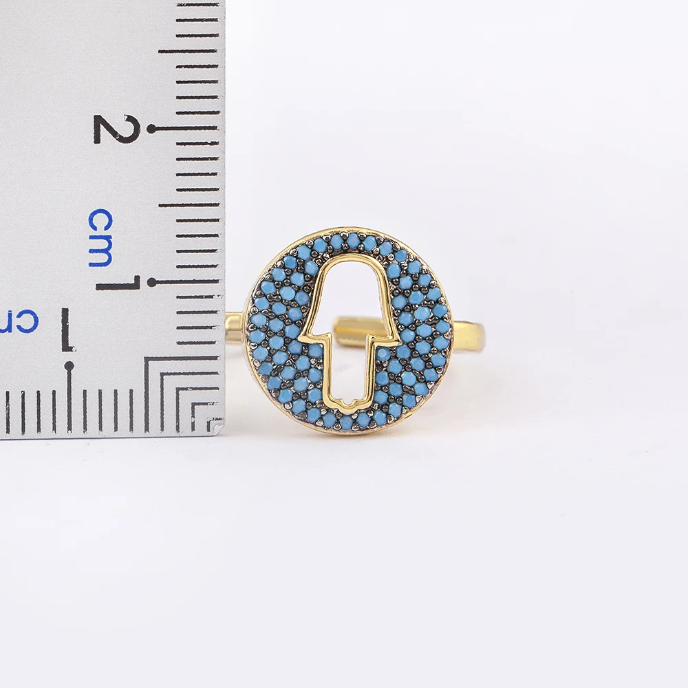 Nidin Fashion 5 Colors Lucky Hollow Palm Ring For Women Zircon Open Adjustable Female Finger Jewelry Gift Daily Accessories