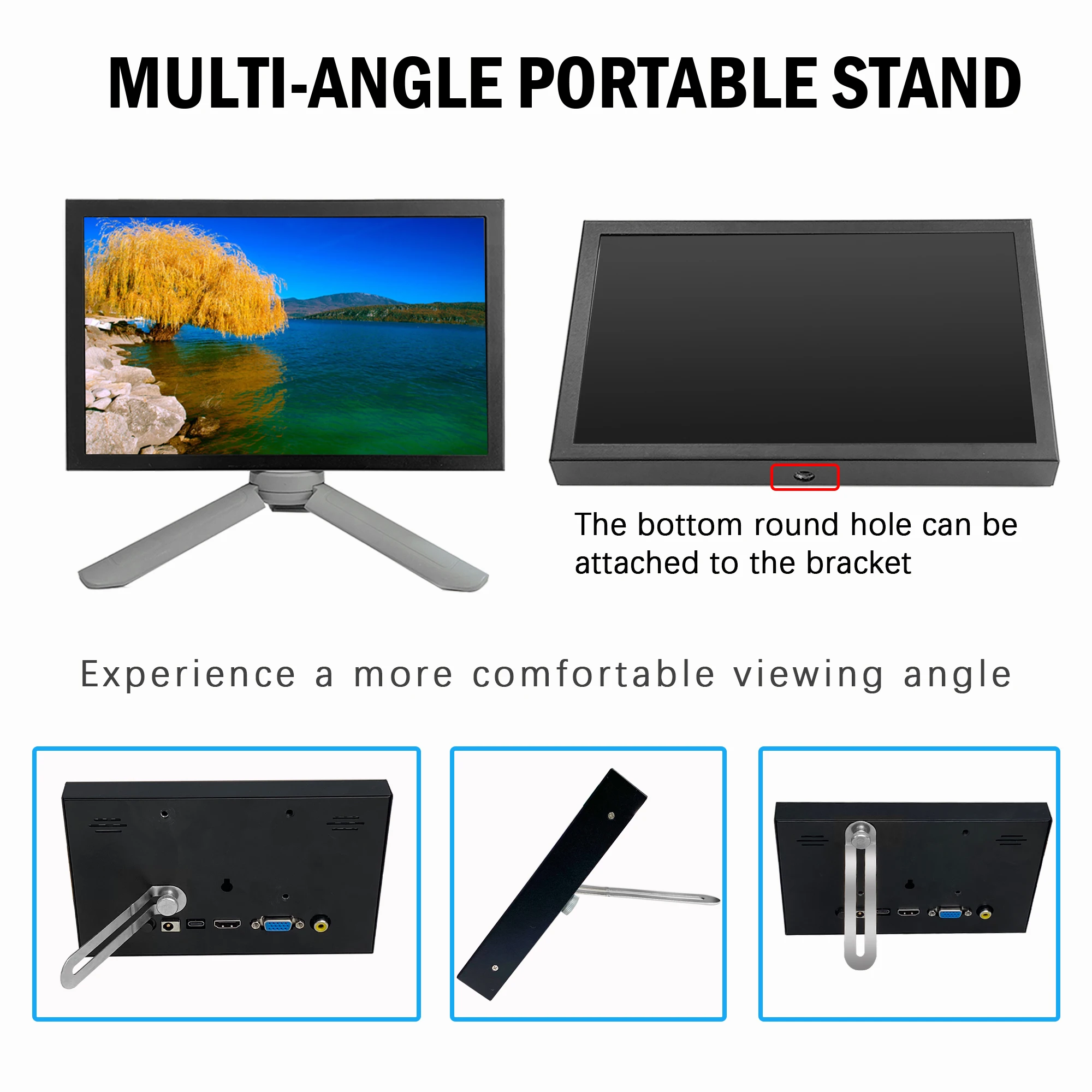 7-Inch Mini Monitor Portable HD/VGA Monitor with AV BNC 1024 × 600 LCD Screen IPS Small Display Screen for RPI/PC/TV/DVD/CVBS