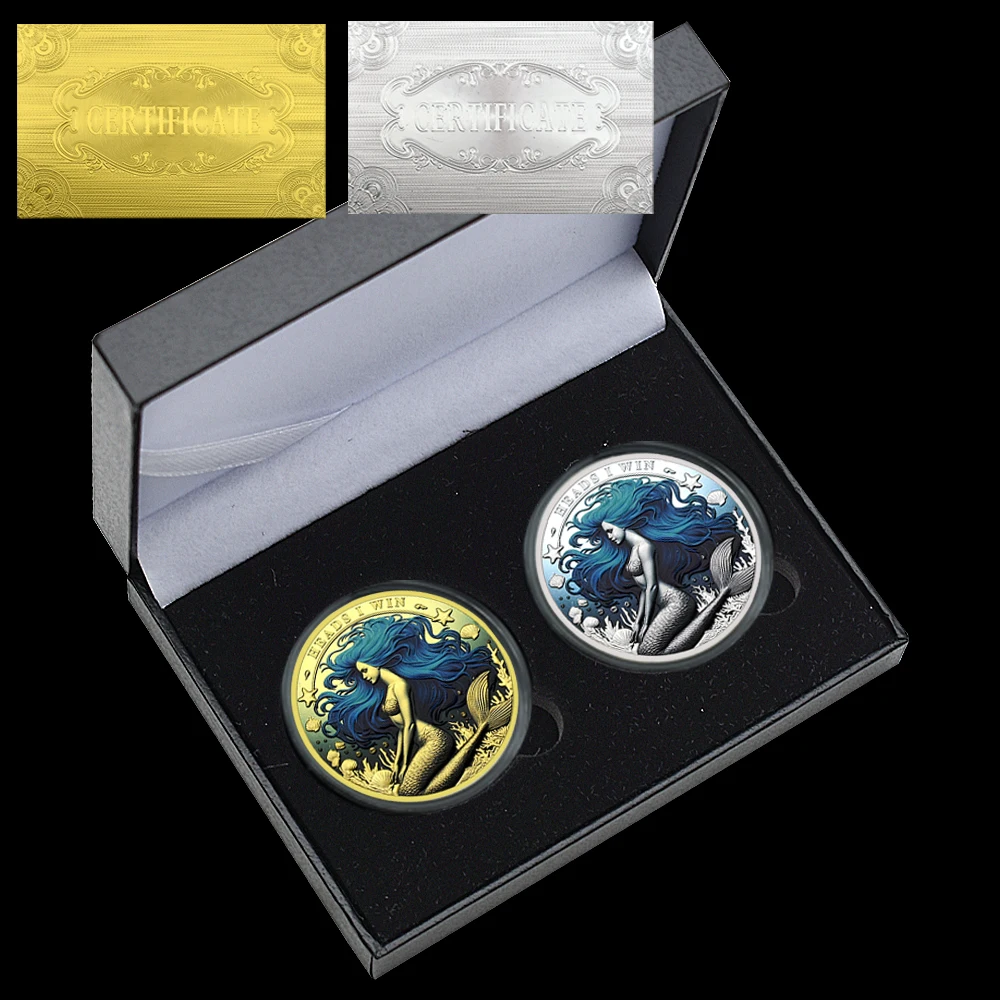Fantasy Mermaid Coin Heads I Win Tails You Lose Coin  Ocean Theme Commemorative Souvenir Collect gifts