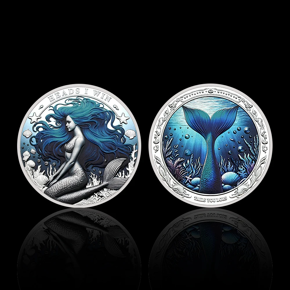 Fantasy Mermaid Coin Heads I Win Tails You Lose Coin  Ocean Theme Commemorative Souvenir Collect gifts