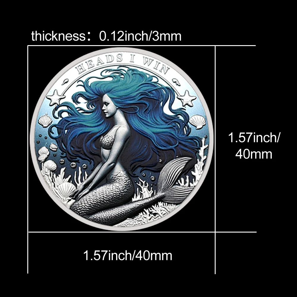 Fantasy Mermaid Coin Heads I Win Tails You Lose Coin  Ocean Theme Commemorative Souvenir Collect gifts